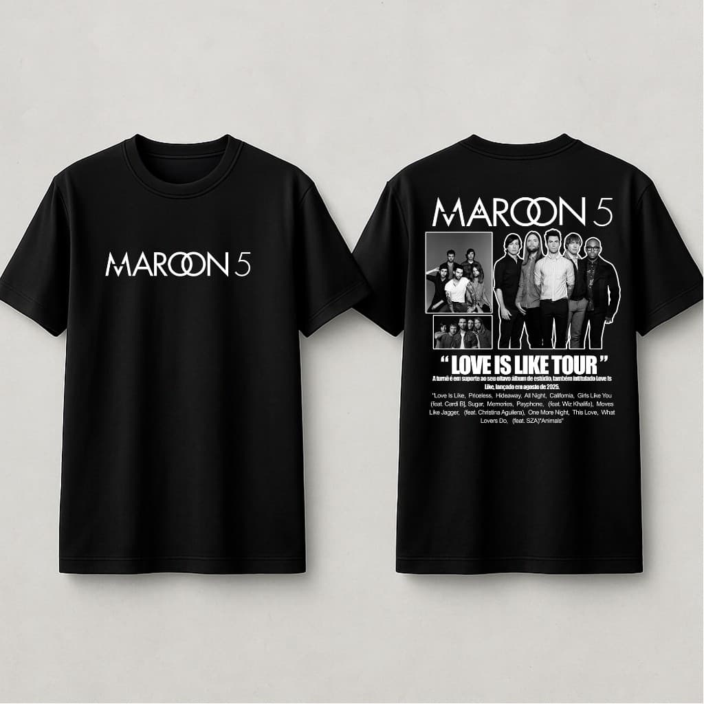 Camisa Camiseta Banda Maroon 5 Tuor Pop Rock Estilo Alternativo 343