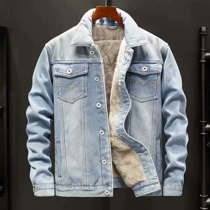 Jaqueta Jeans Acolchoada Quente De Inverno Combinada