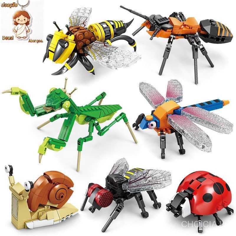 Blocos de construção educacionais Modelo Educacional de montagem de insetos Brinquedos Infantis Quebra-cabeças de anima