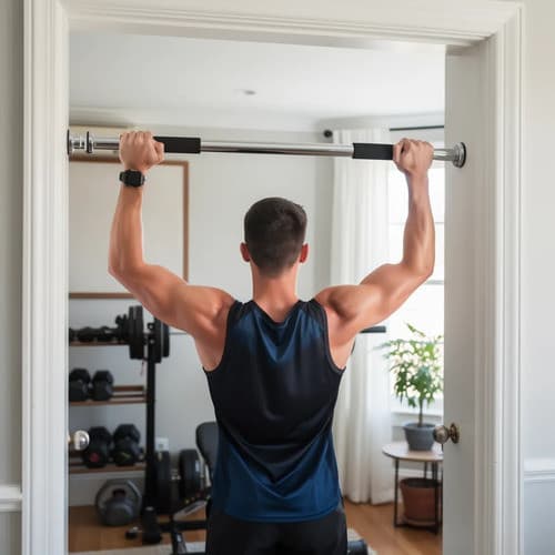 Barra Fixa De Porta Ajustável Em Aço Cromado Para Musculação