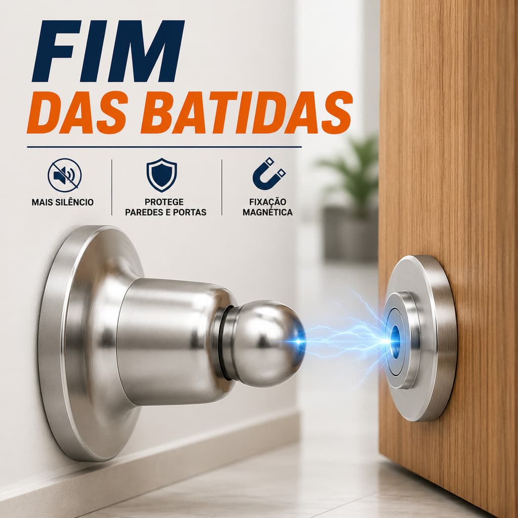 Trava Porta Magnético com Amortecimento Prendedor Imã Forte