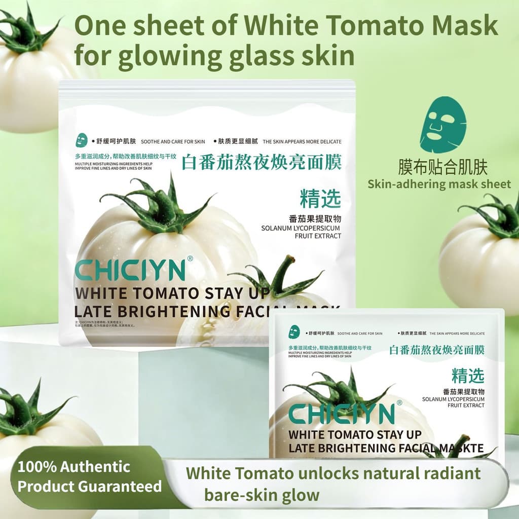 Máscara Iluminadora Noturna De Tomate Branco . Adequado Para Pele Sensível Hidratante Fique Acordado Até Tarde Iluminar