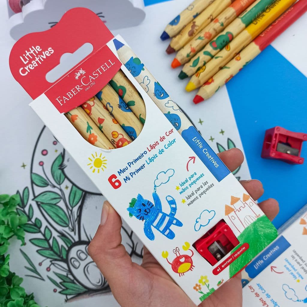 Kit Lápis de Cor Little Creatives "Meu Primeiro Lápis de Cor" 6 Cores e Apontador - Faber-Castell