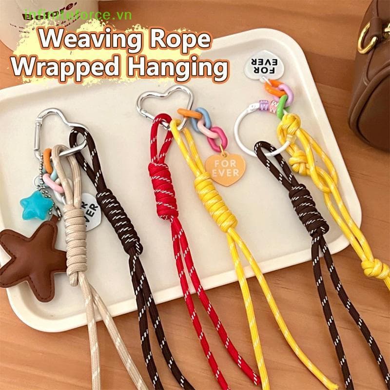 [INVN] Chaveiro De Corda Trançada Colorida Estilo Ins Criativo Arco Moderno Para Bolsas De Meninas Pingente Decorativo D