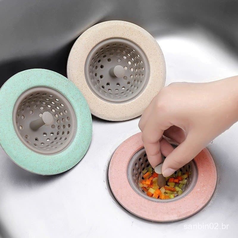 Escorredor de Pia de Silicone com Tampa/Coletor de Resíduos/Acessórios para Banheiro e Cozinha TEGT