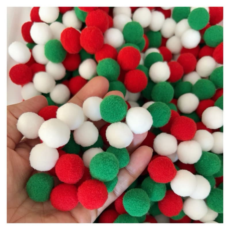 Pompom com 20 mm-  Pacote com 50 unidades / Colorido Natal
