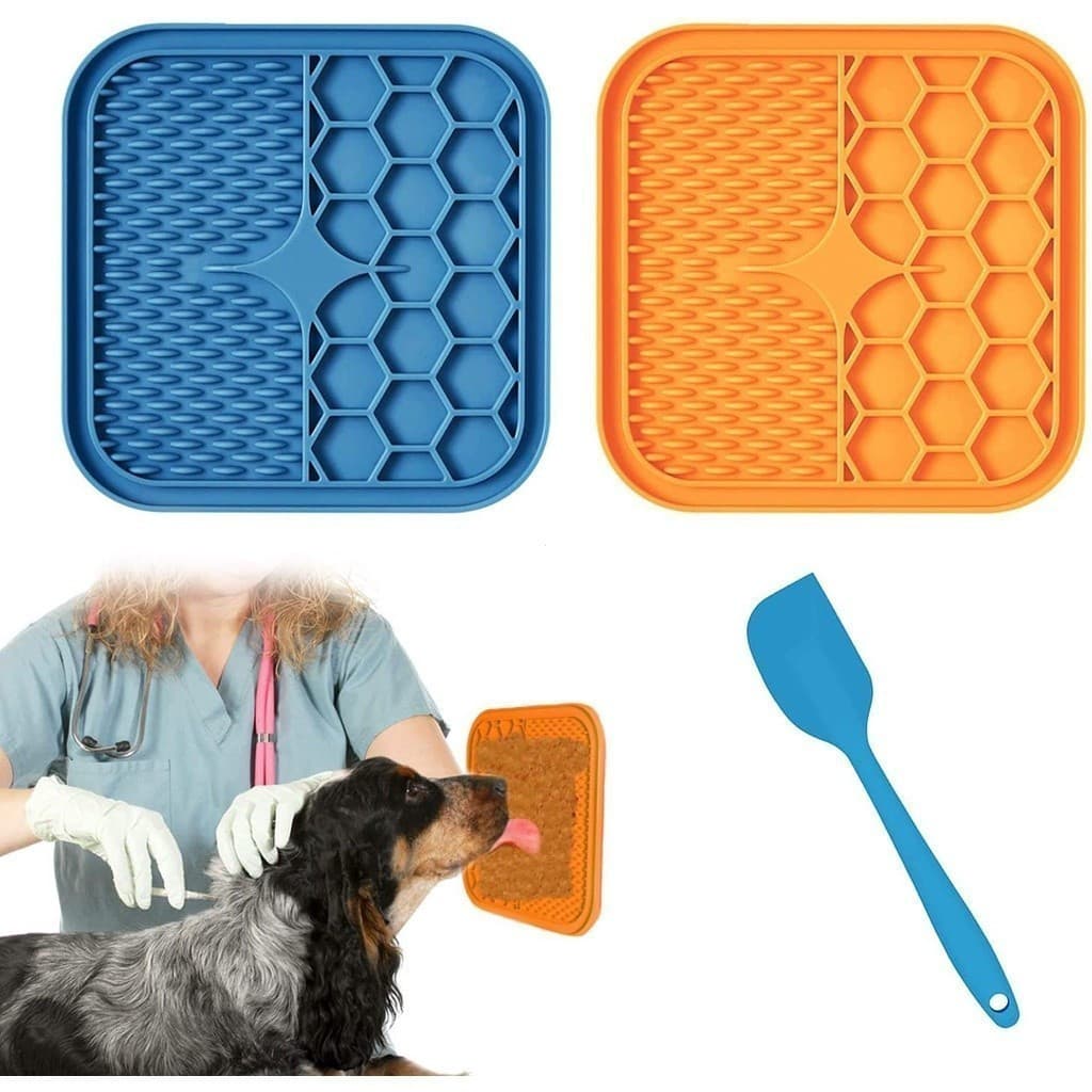 Tapete de Alimentação para Animais de Estimação com Raspador de Silicone, Almofada para Comer para Gatos e Cães, Tapete