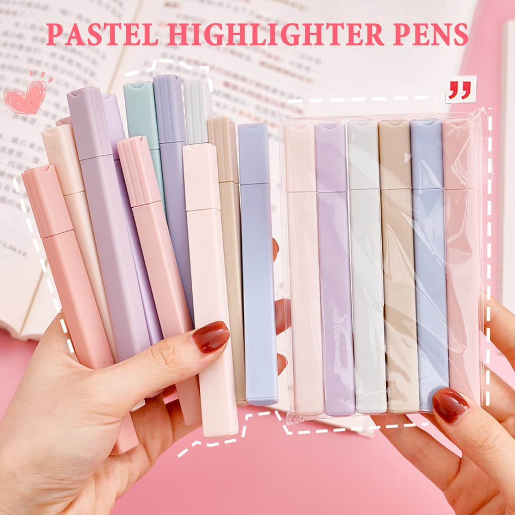bluehome_ Conjunto De Canetas Altas Pastel De 6 Unidades Para Estudantes Marcadores De Cuidados Com Os Olhos De Grande C