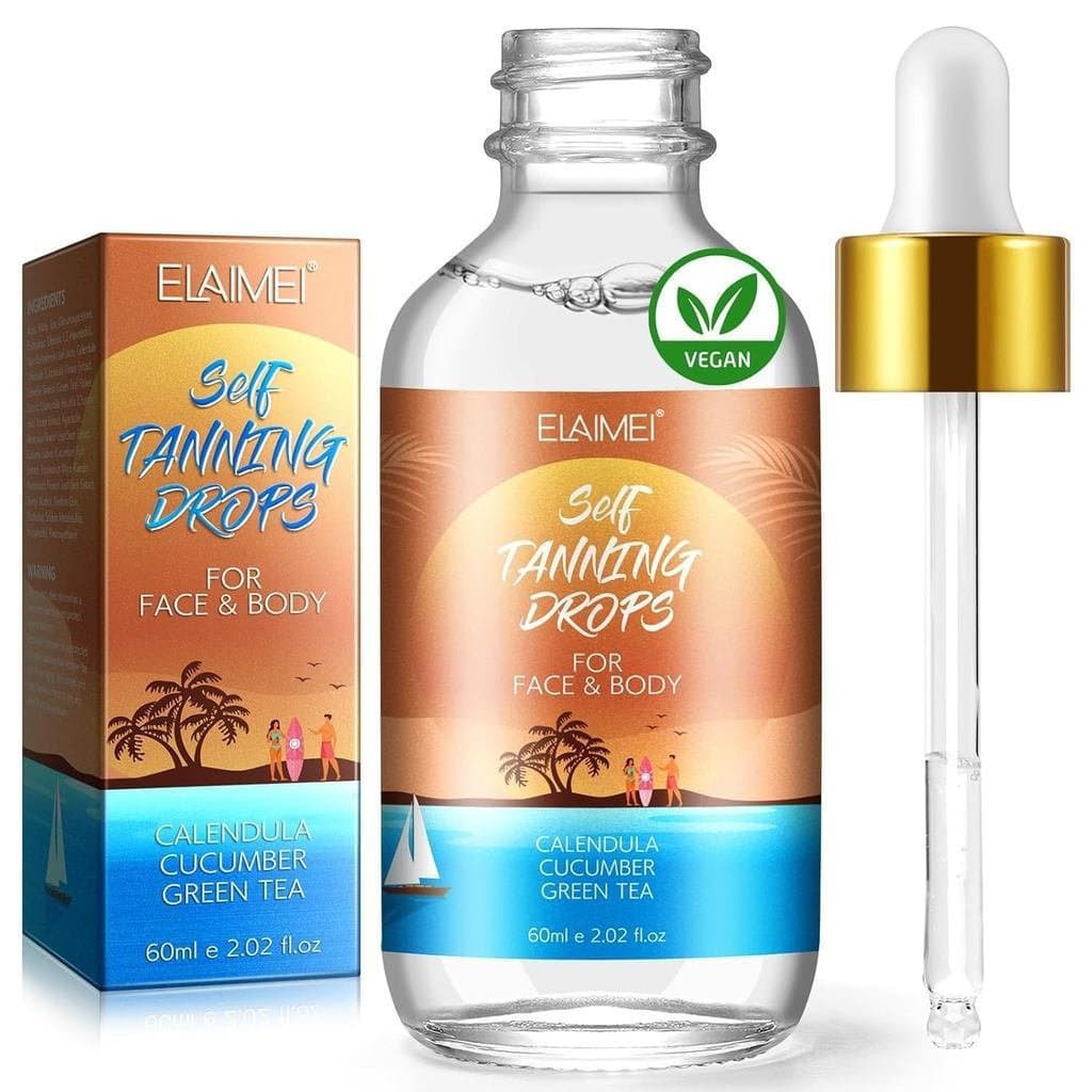 Gotas Autobronzeadoras para Rosto e Corpo - Efeito de Bronzeado Rápido e Duradouro - Vegano e Livre de Crueldade, Marca: