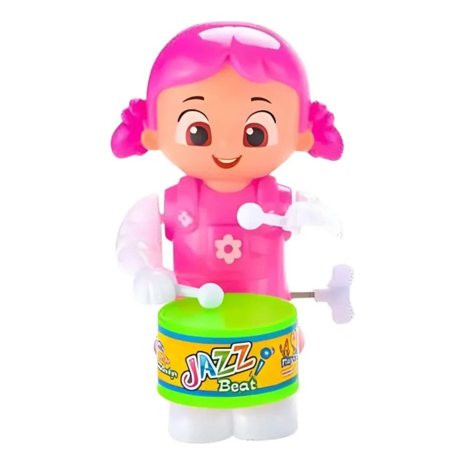 Boneca À Corda Com Tambor Brinquedo Divertido Para Criança