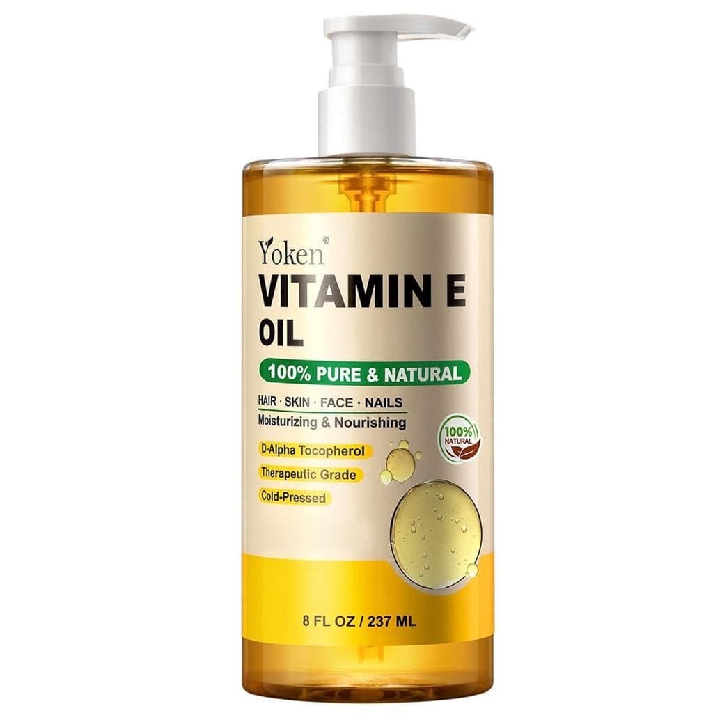 Óleo de Vitamina E 8 onças, adequado para rosto, banho e corpo, prensado a frio, sem hexano, sem OGM e com fórmula sem g