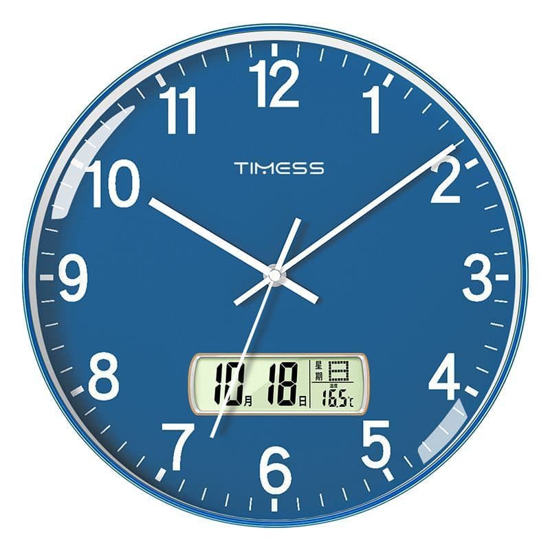 TIMESS relógio de parede sala estar doméstico 2025 novo estilo mudo simples calendário sem perfuração relógio eletrônico