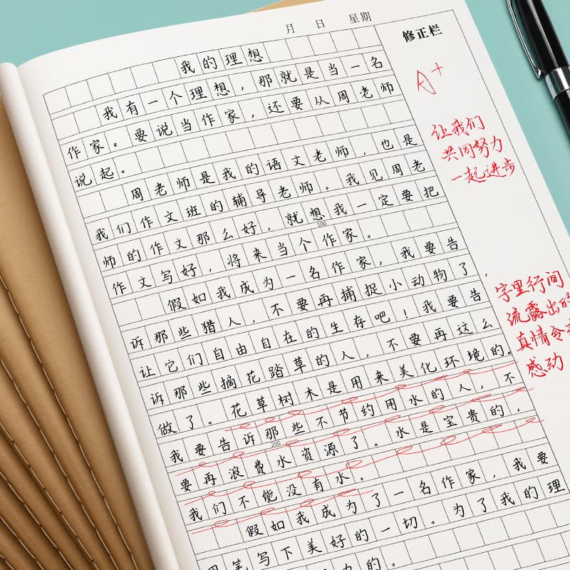 Caderno grande de papel especial com grade quadrada 16k, tamanho grande para alunos do ensino fundamental e médio, 300-4