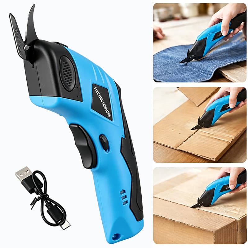 Tesoura Elétrica 4.2v Bivolt Usb Recarregável Corte Rápido Tecidos Carpete Materiais Finos