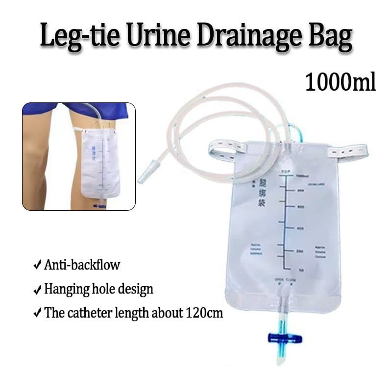1000ml Perna Amarrada Drenagem Saco Cateter Coleta De Urina Receptor Anti Refluxo