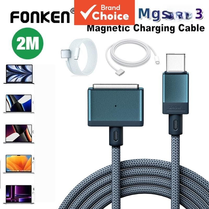 Cabo De Carregamento Magnético Fonken PD140W Tipo-C Para Adaptador De Carregador MacBook Pro Air 14 16 M2