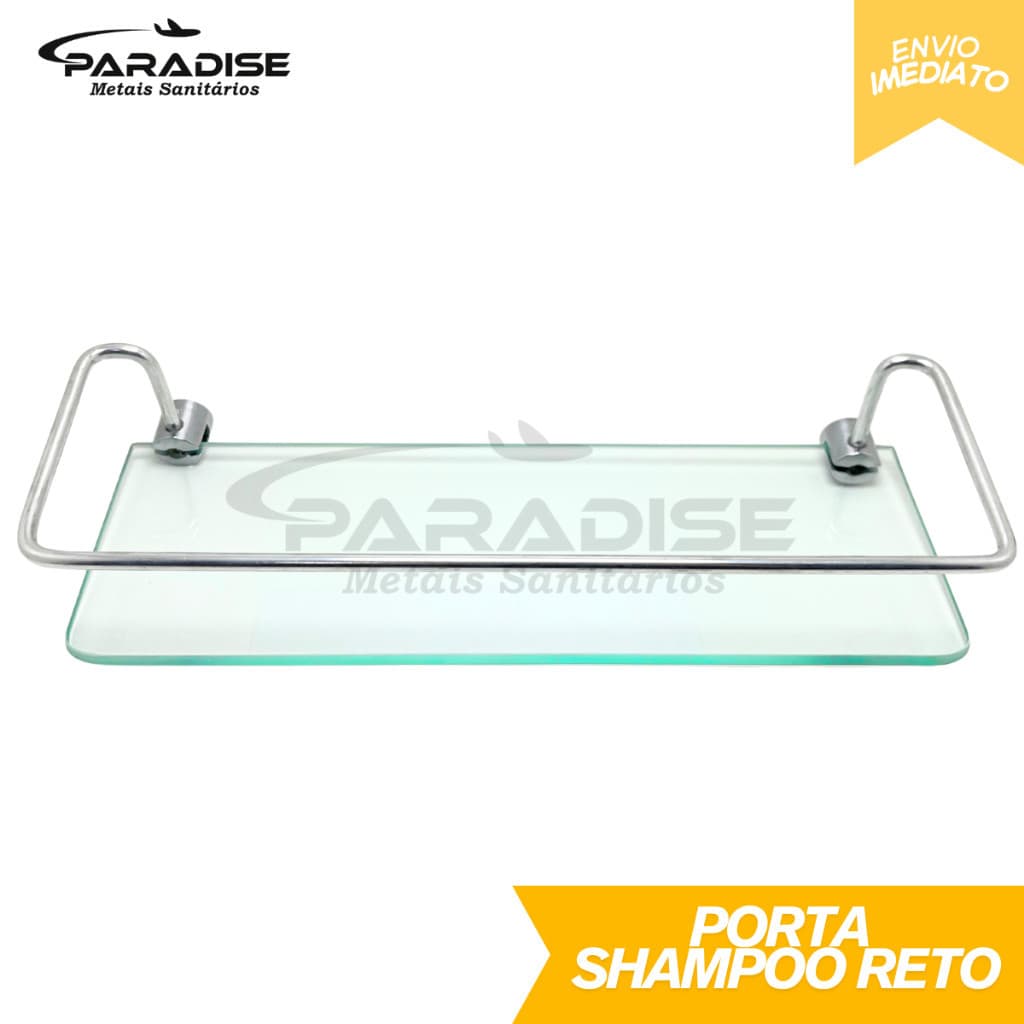 Porta Shampoo Reto Suporte Prateleira De Vidro 6mm Dupla Fixação Paradise