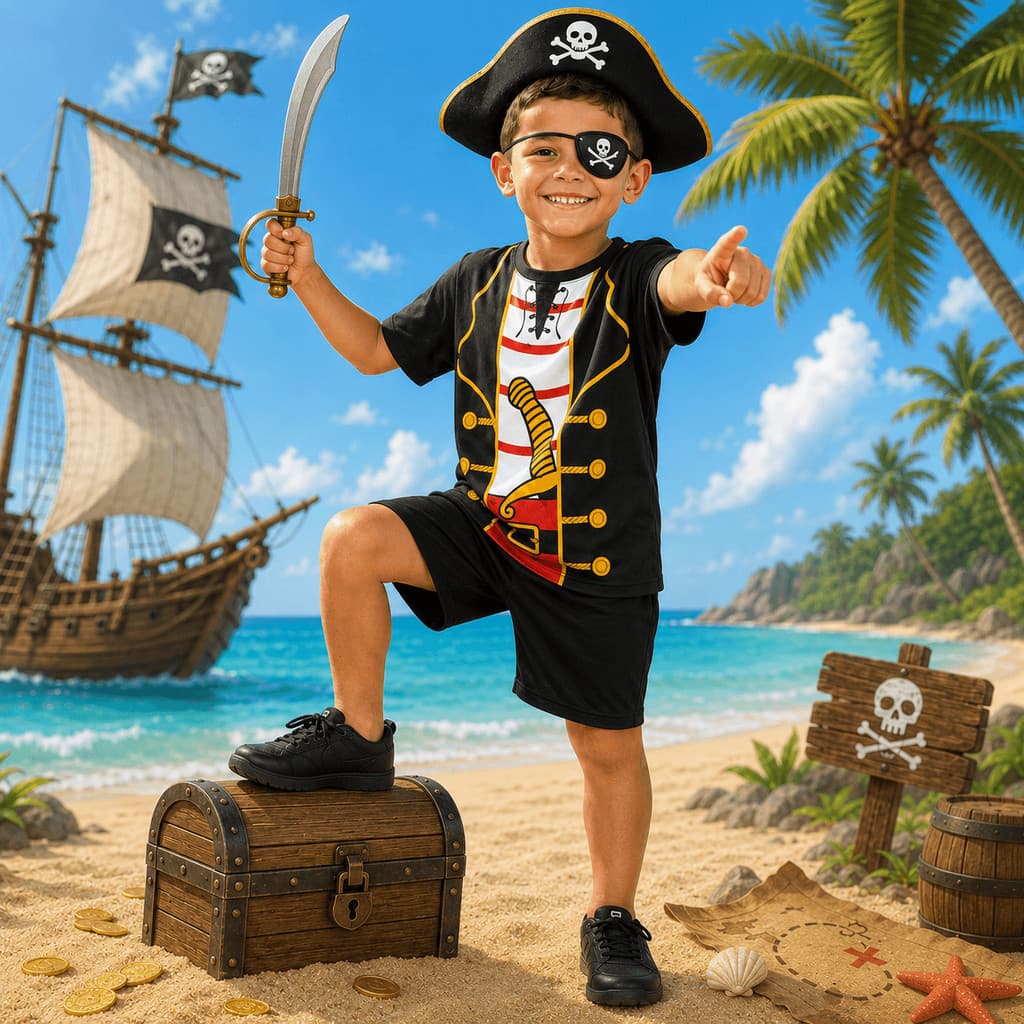 Fantasia Pirata Dylan Infantil Menino + Brinde