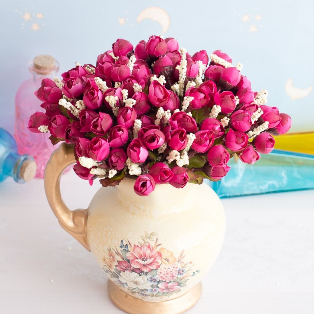 Simulação botão de rosa pequeno botão de chá flor Artificial fotografia adereços casa vestir-se