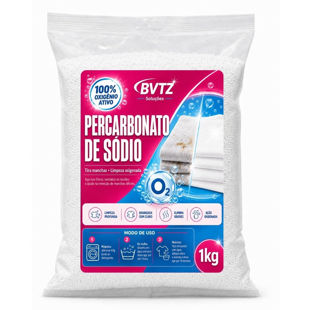 Percarbonato De Sodio Branqueador Tira Manchas Limpador Roupas Mais Brancas 1Kg