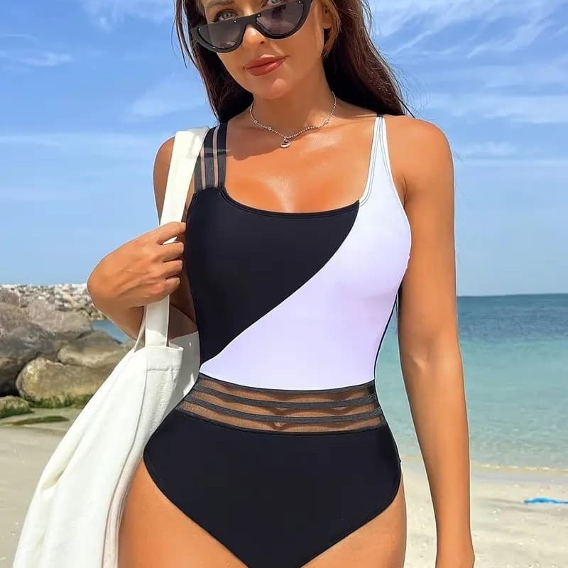 Europeu americano roupa de banho feminina comércio exterior biquíni uma peça maiô costura biquíni