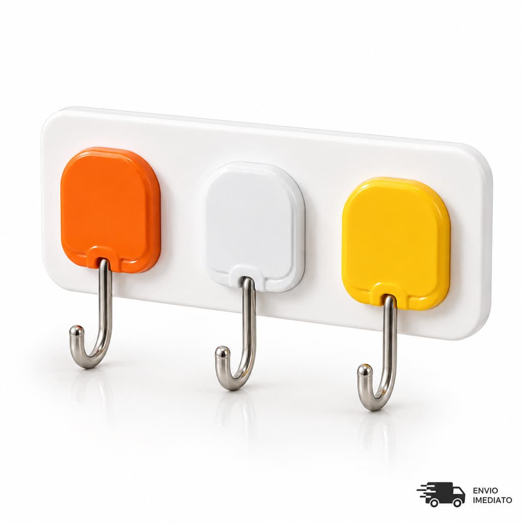 Kit 3 Ganchos Adesivos Extra Forte Suporta até 2kg Sem Furar Parede Multiuso para Cozinha Banheiro Quarto