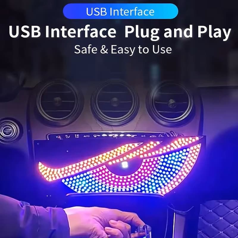 RGB Dinâmico Demônio Olho Luz Decorativa Caminhão Do Diabo Led Display Decoração Pixel Painel Pára-Brisa USB 5V Multi-Mo
