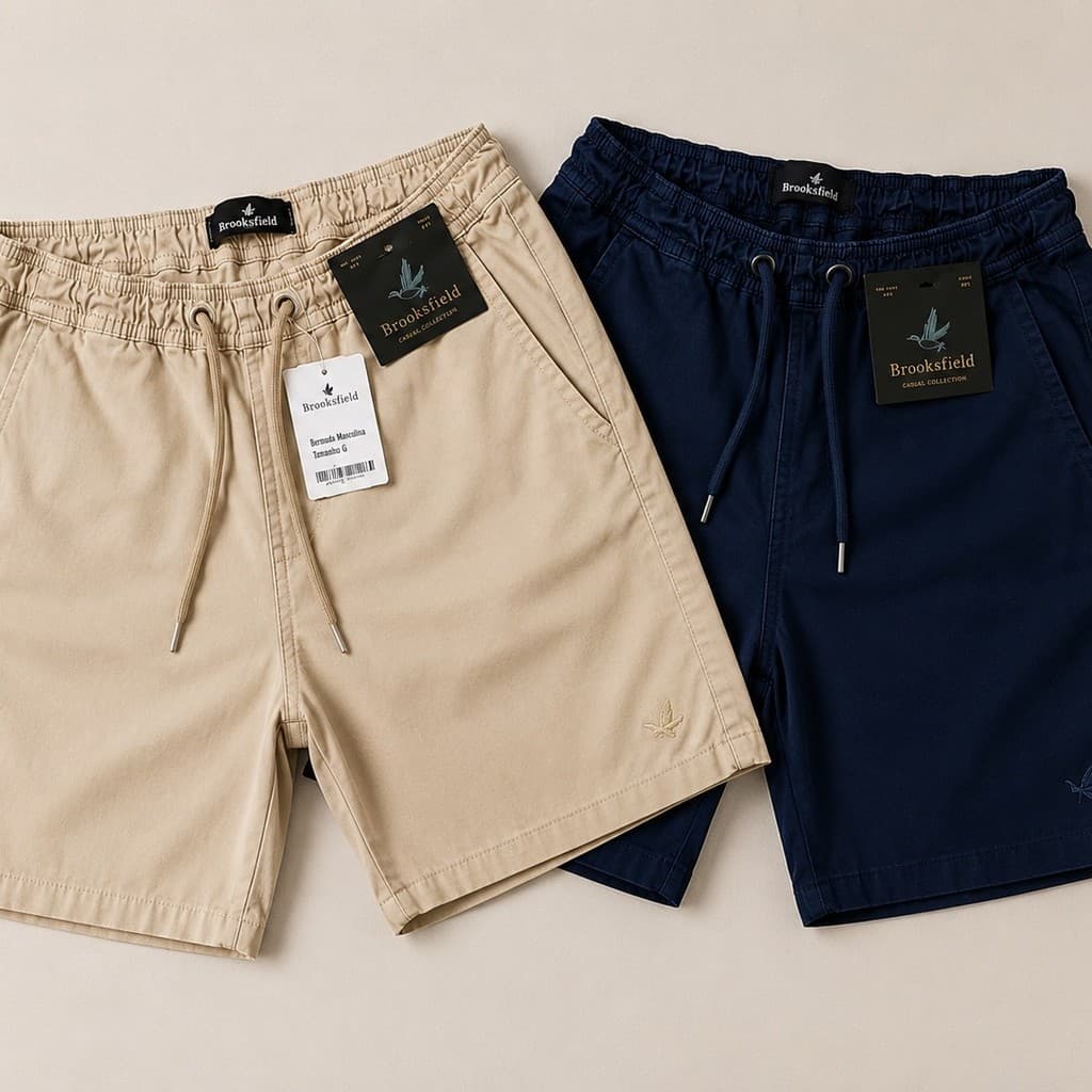 KIT 2 Bermuda Linho Masculina Short Casual Praia Premium Mauricinho Cordão Ajustável Leve Respirável