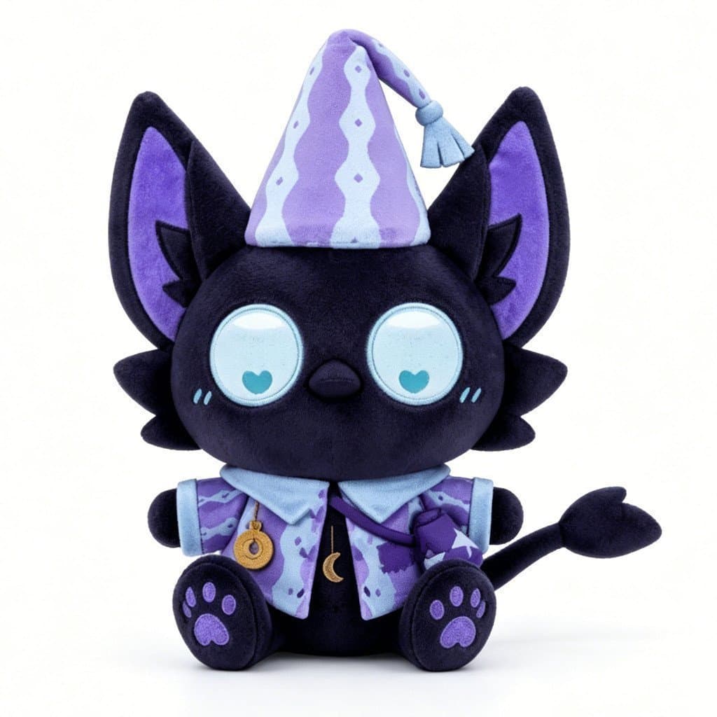 Novo produto: Merchandising do jogo "Eggboy Party" - Boneco de pelúcia do Gato Preto Pequeno do Sono Lunar para o Hallow