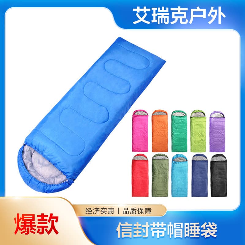 Saco de dormir tipo envelope para camping de verão ao ar livre, resistente à sujeira, espesso, quente, portátil, com cap