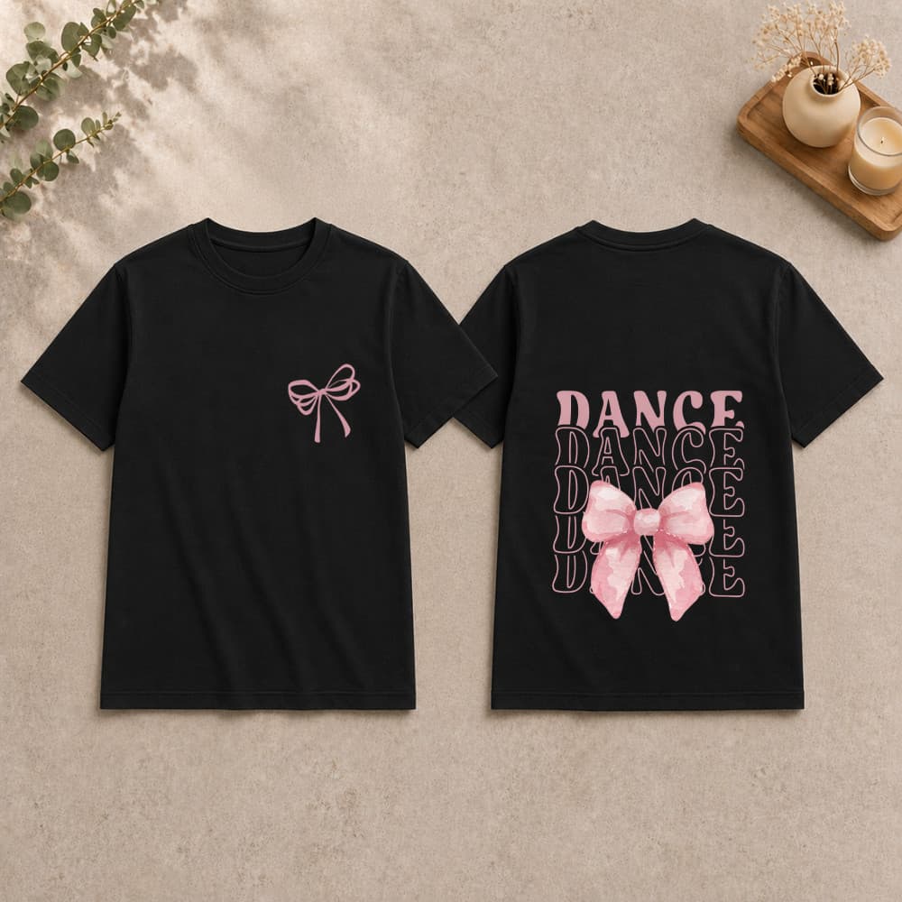 Camiseta Infantil Feminina Com Gola Estampa Laço Dance Fresquinha
