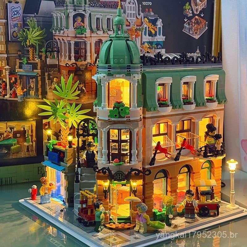 Blocos de Montar de Hotel Boutique de Canto, Modelo de Cena de Rua, Brinquedo Decorativo, Presente de Aniversário, Novo