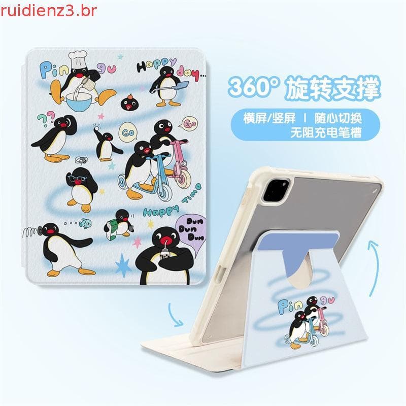 Adequado para ipad capa protetora pinguim azul rotativo feminino pro magnético 2021 com Slot para caneta airmini6