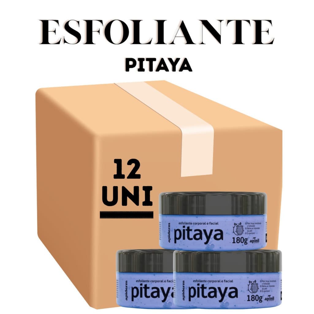 Kit 12 Unidades Esfoliante Corporal e Facial com Extrato de Frutas Pitaya 180g Apinil (Campanha)