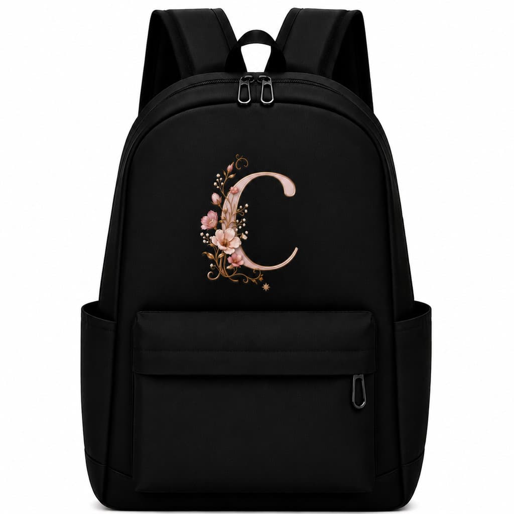 Mochila Personalizada Letra Feminina Reforçada Grande Impermeável Notebook