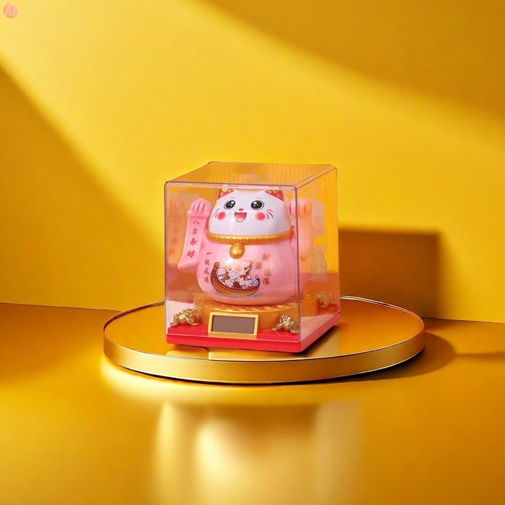Estátua De Gato Acenando Movida A Energia Solar De 3 Polegadas-Decoração Para Sala De Estar Do Painel Carro