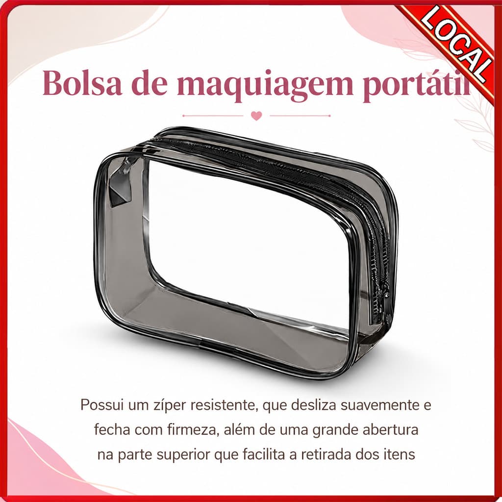 Bolsa de armazenamento portátil transparente à prova d'água, Design grande, produtos para cuidados com a pele, bolsa de