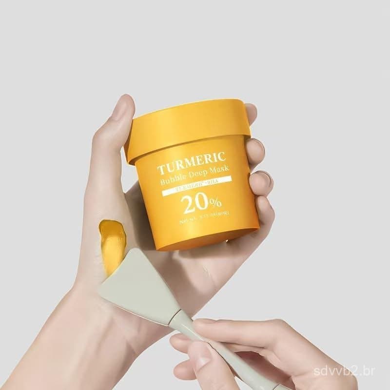 Máscara Facial Profunda de Bolhas de Cúrcuma - Máscara de Argila Oxigenante para a, Ajuda a Refinar a Apar