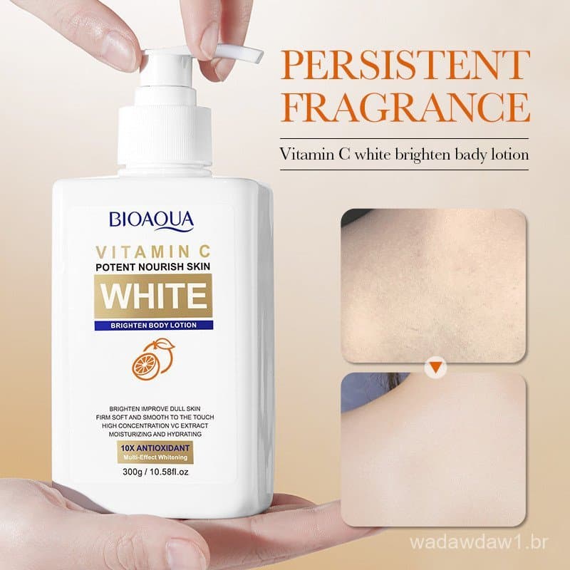 Loção Corporal Clareadora e Iluminadora com Vitamina C BIOAOUA, Hidratante, Não Oleosa, Purificante para a Pele MJP4