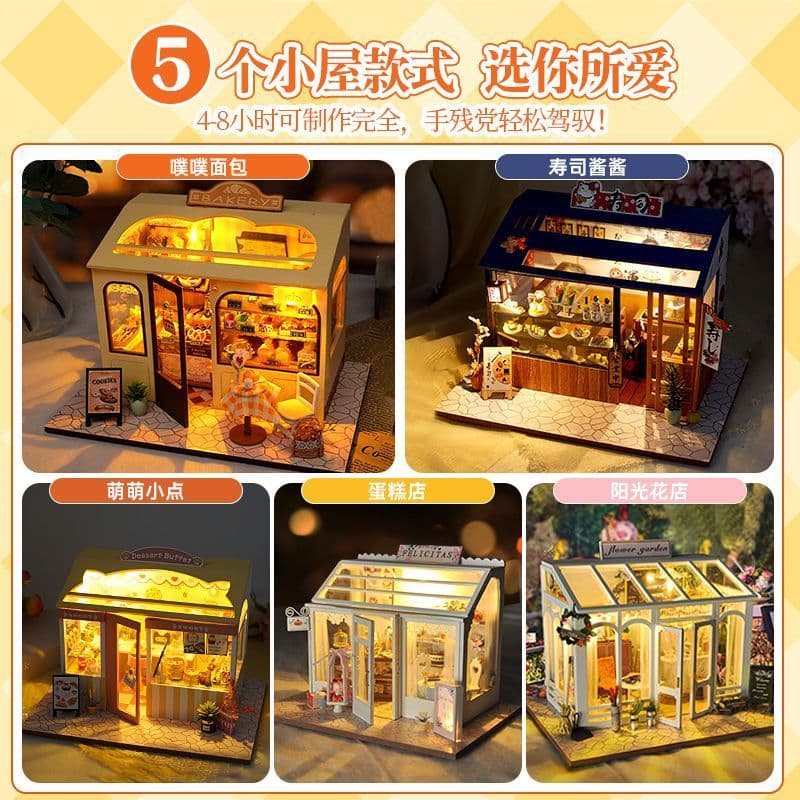 Cena em miniatura jogar casa brinquedos simulação cabine montagem modelo menina educacional artesanal DIY crianças prese