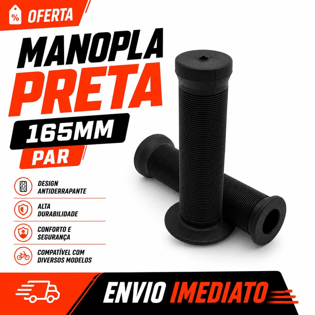 Manopla 132mm bmx preto GTA com Flange - PRONTA ENTREGA