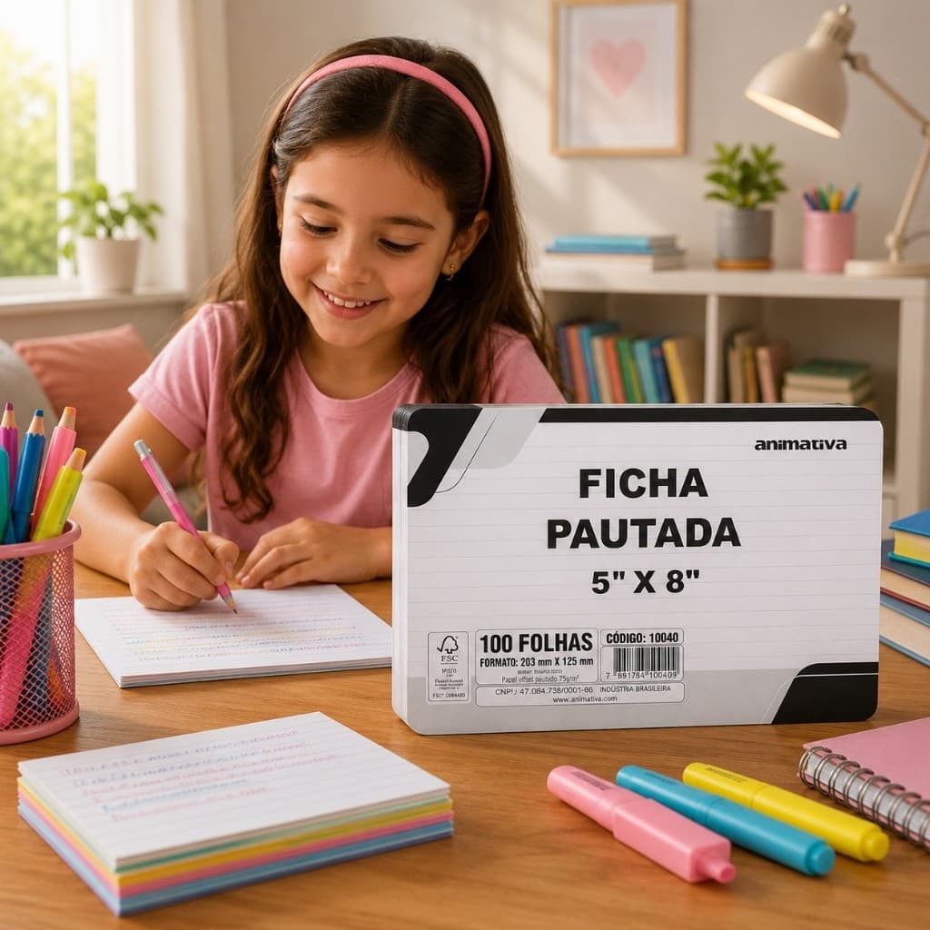 Ficha Pautada Universitaria 5x8 Polegadas Caderno Anotacoes Estudo 100 Folhas
