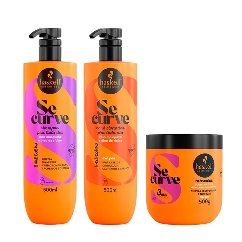 Shampoo, Condicionador, Mascara Poder dos óleos Se Curve Haskell Kit
