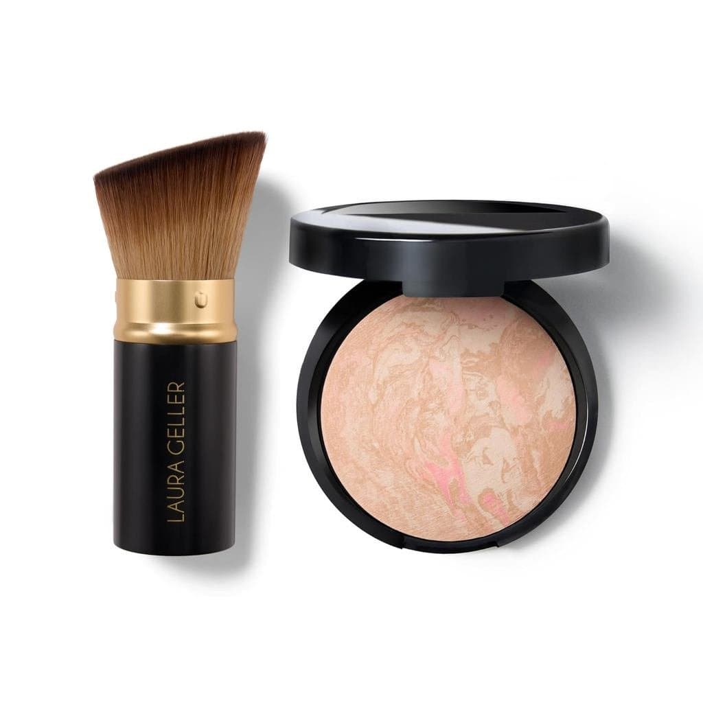 LAURA GELLER NEW YORK Base Baked Balance-n-Brighten com Conjunto de Maquiagem e Pincel Kabuki, Cor Fair N4CC