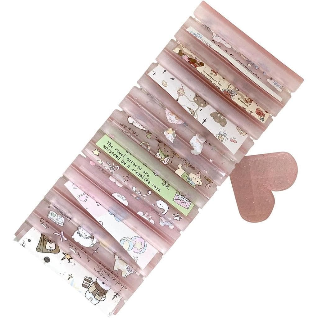Caixa de armazenamento de adesivos para unhas, feita de material transparente, usada para guardar rolos de adesivos para