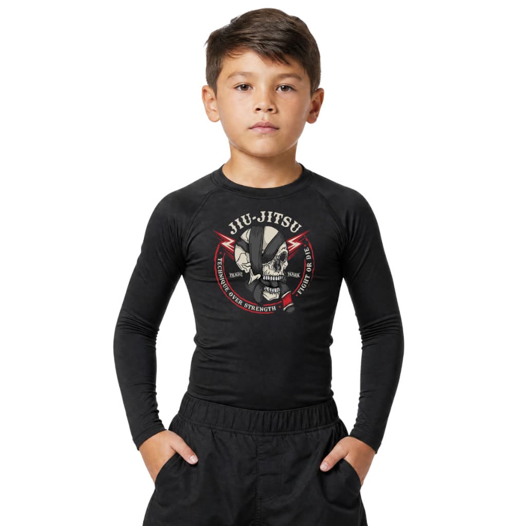 Camisa Rash Guard Manga Longa Infantil Proteção Solar fator 50+ Jiu-Jitsu MMA Muay Thay Esportes academia luta