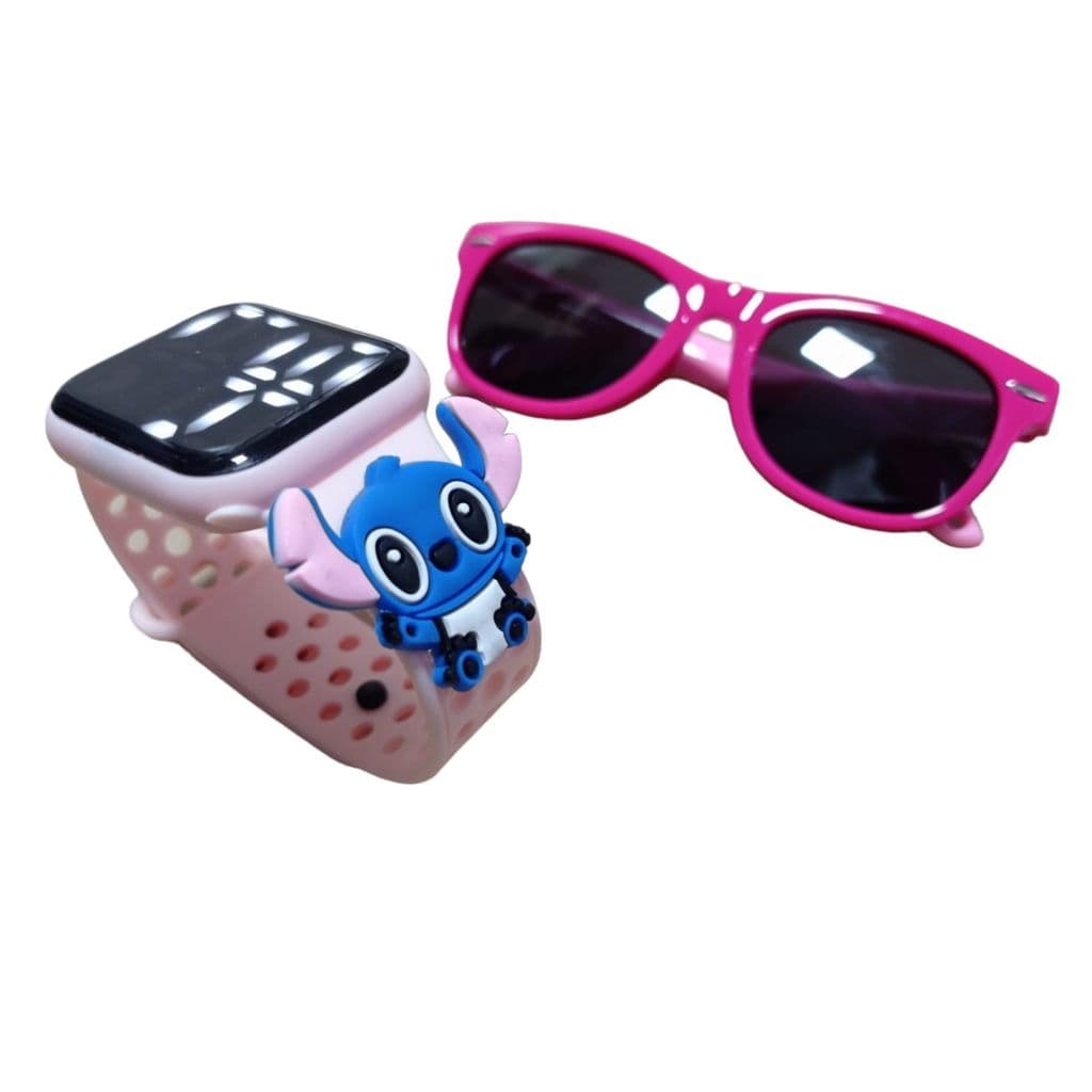 Lilo Stitch Reloginho Mais Oculos De Sol Rosa