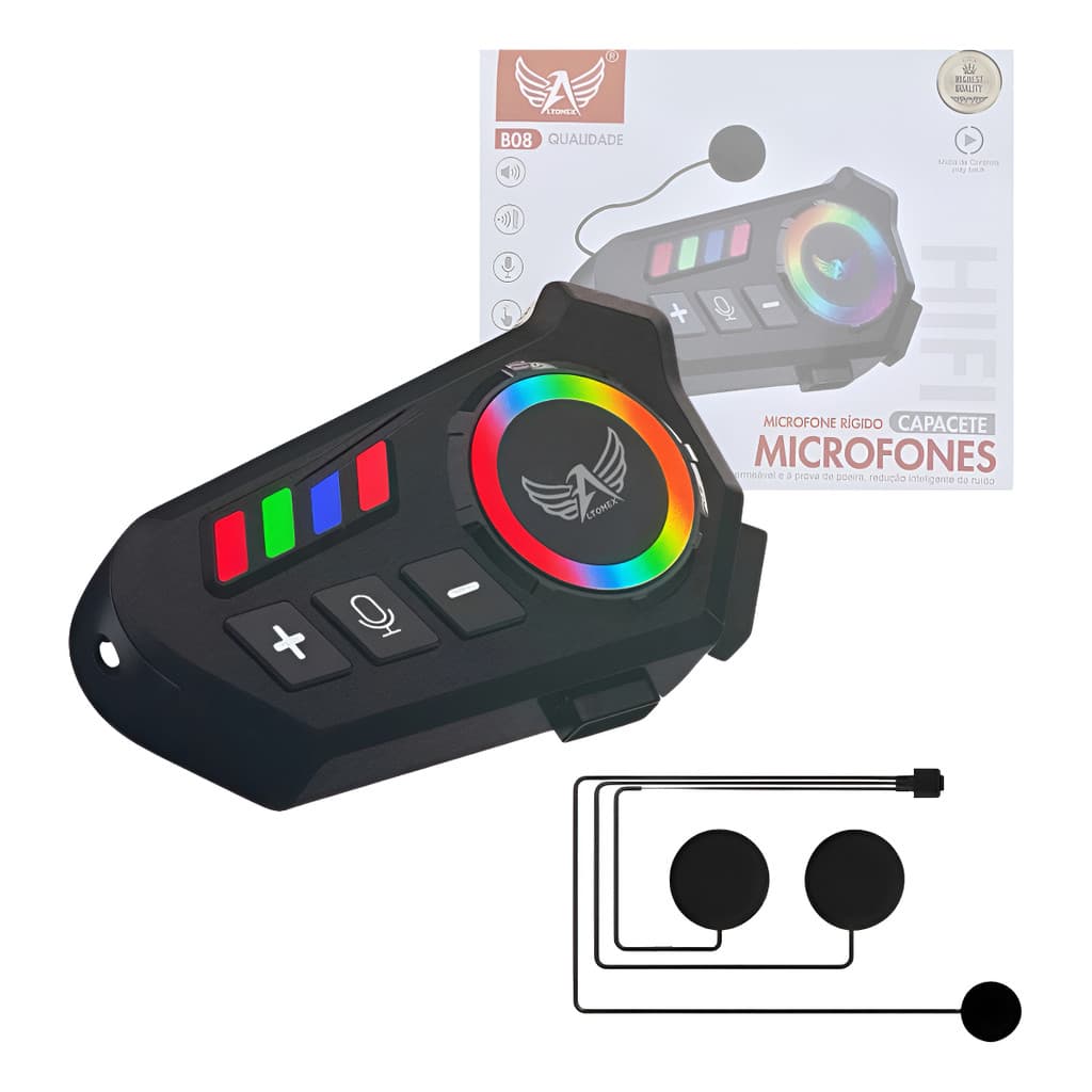 Fone De Ouvido com Microfone Para Capacete Moto Bluetooth Sem Fio