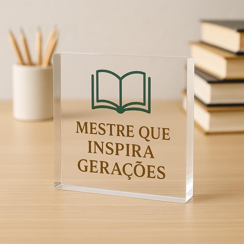 Quadro Personalizado Bloco Em Acrílico Maciço Com Logo E Foto