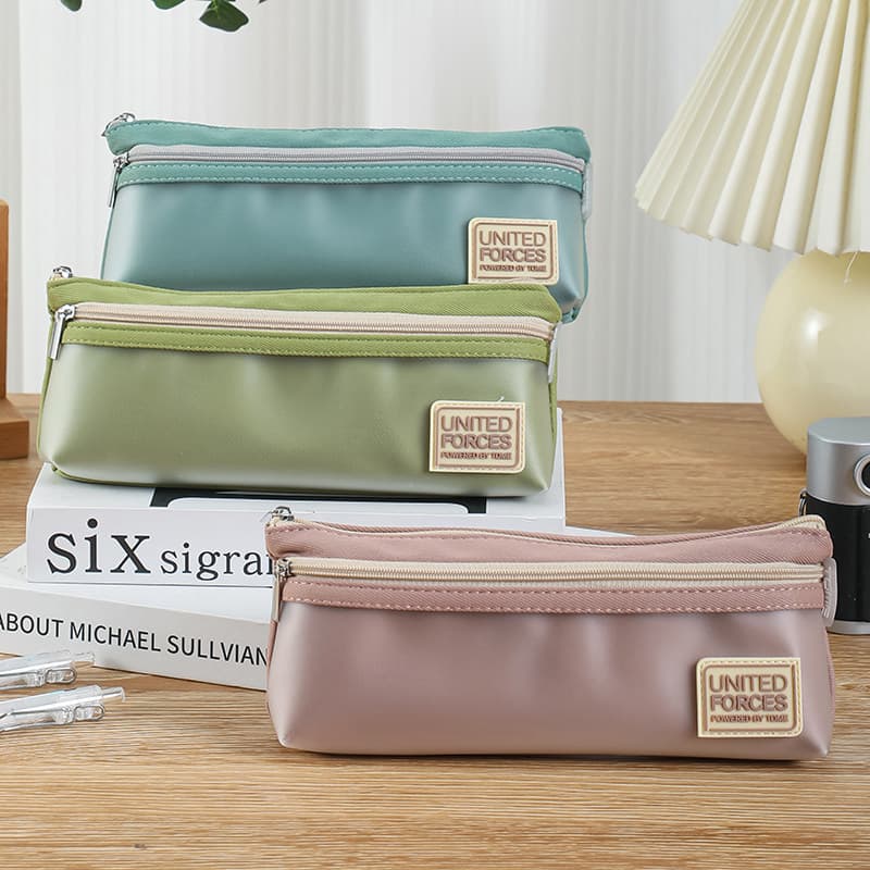Estojo triangular transparente influenciador criativo estilo menina simples ins japonês cor sólida lona bolsa de papelar